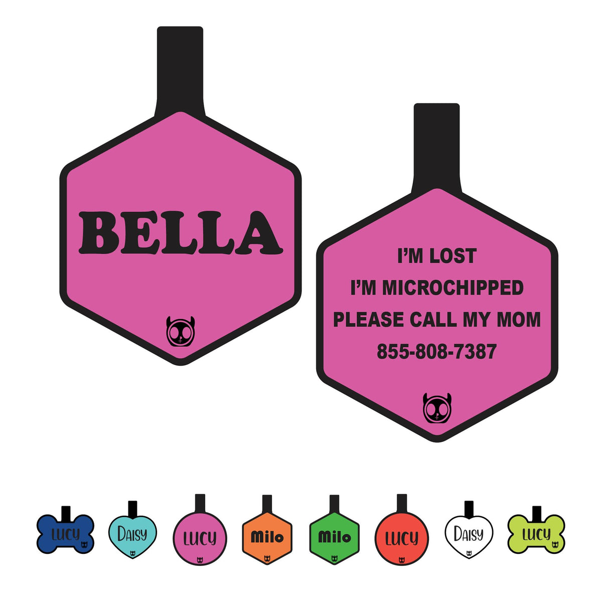 Silicone Silent Dog Tag Personalized with 5 Lines of Custom Deep Engraved Durable Soundless Pet ID Name Tag Bone Tiffany