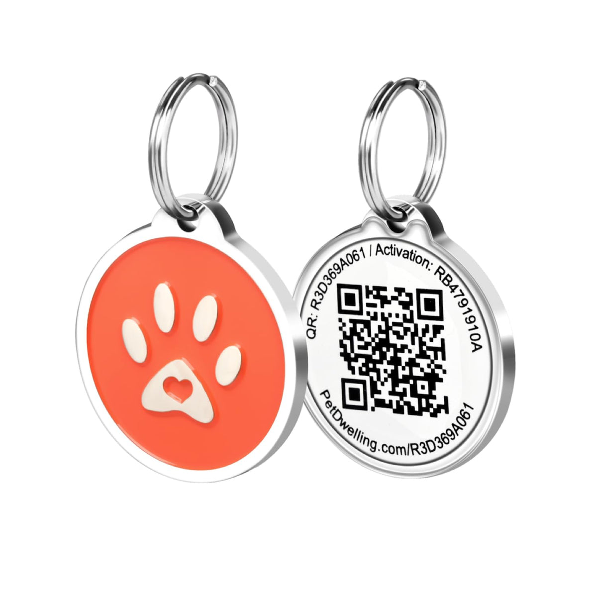 Pet Dwelling QR Pet Tag – Easy Scan Instant Location Alerts, Online Pet Profile with AI Feature for Dogs & Cats (Lux Gold White Paw)