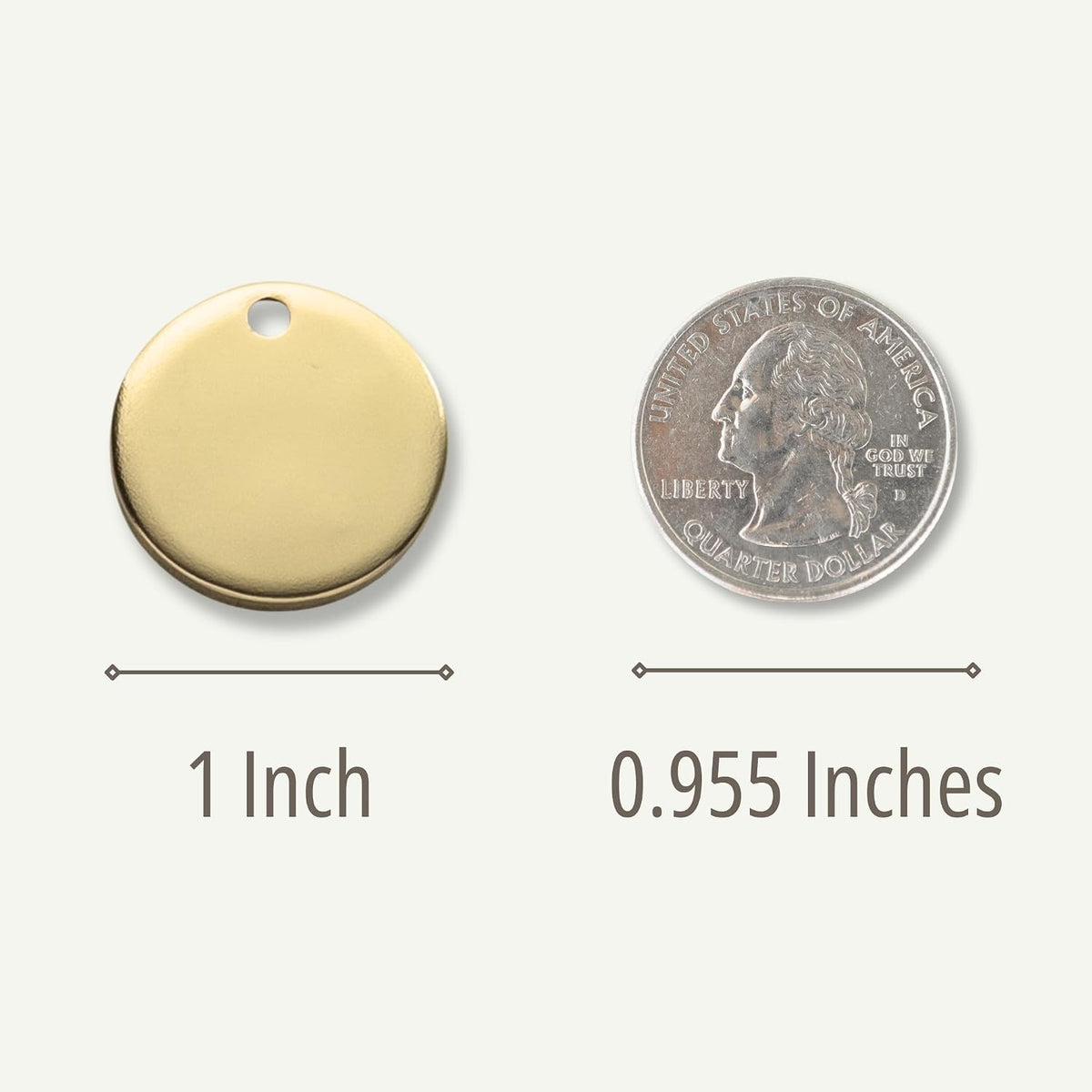 Personalized Brass Dog Tag, Engraved, Round Shape, Phone Number on Back