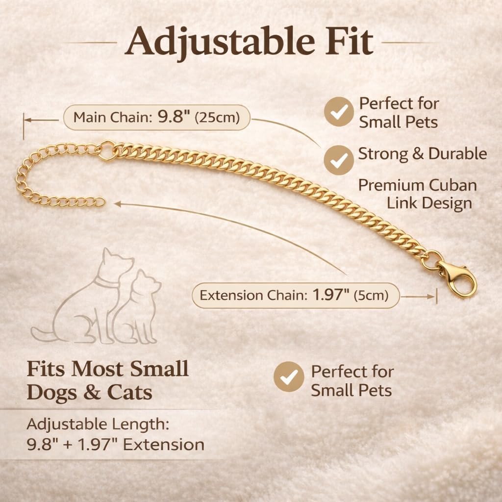 Gold Cat Chain Collar with Bell