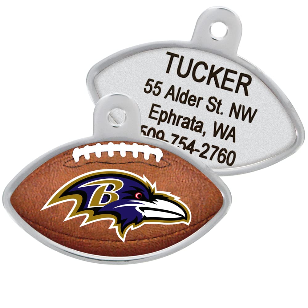 GoTags Personaized NFL Dog Tags, Kansas City Chiefs, Football Shape Custom Engraved Pet ID Tags
