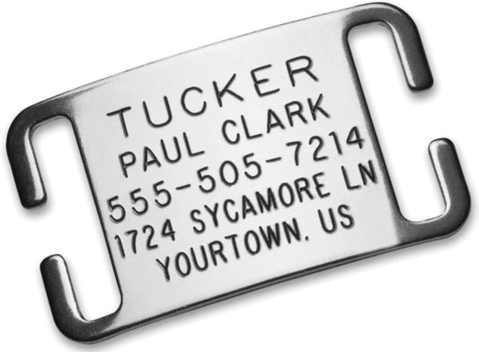 Boomerang Tags Dog Tags Personalized for Pets - Will Last Your Pets Lifetime - Dog Name Tag, Custom Dog Tags, Pet Tag, Quiet Engraved Stainless Steel (Open End Medium for 3/4 Inch Snap Style Collars)