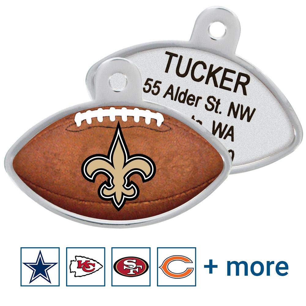 GoTags Personaized NFL Dog Tags, Kansas City Chiefs, Football Shape Custom Engraved Pet ID Tags
