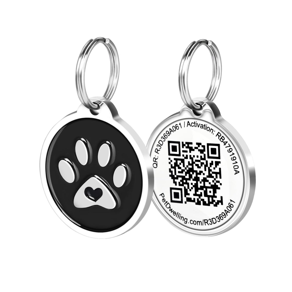 Pet Dwelling QR Pet Tag – Easy Scan Instant Location Alerts, Online Pet Profile with AI Feature for Dogs & Cats (Lux Gold White Paw)