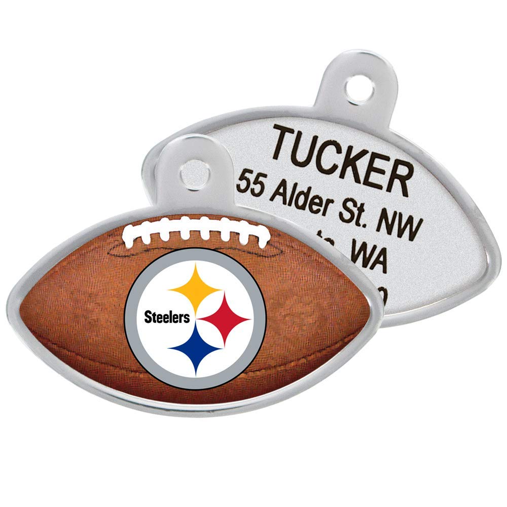 GoTags Personaized NFL Dog Tags, Kansas City Chiefs, Football Shape Custom Engraved Pet ID Tags