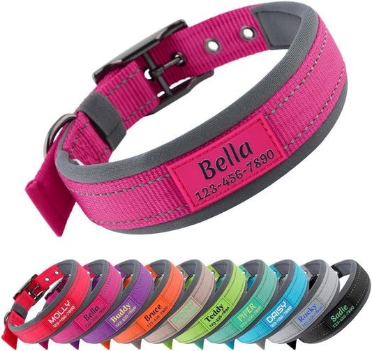 Personalized Dog Collar with Name and Number for Large Medium Small Dogs
