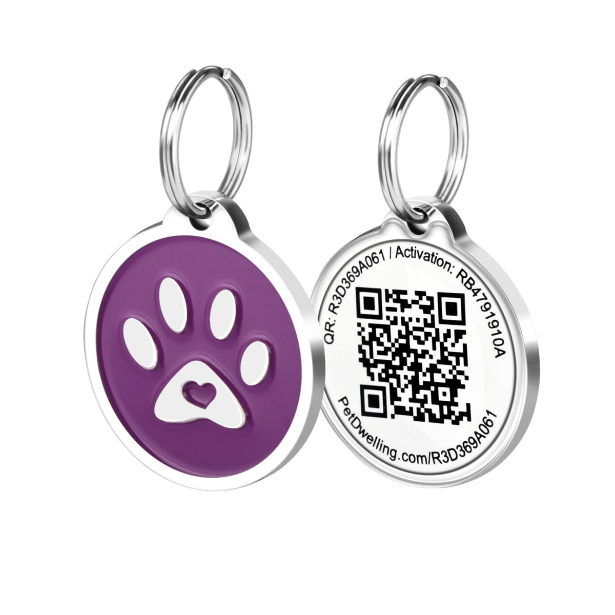 Pet Dwelling QR Pet Tag – Easy Scan Instant Location Alerts, Online Pet Profile with AI Feature for Dogs & Cats (Lux Gold White Paw)