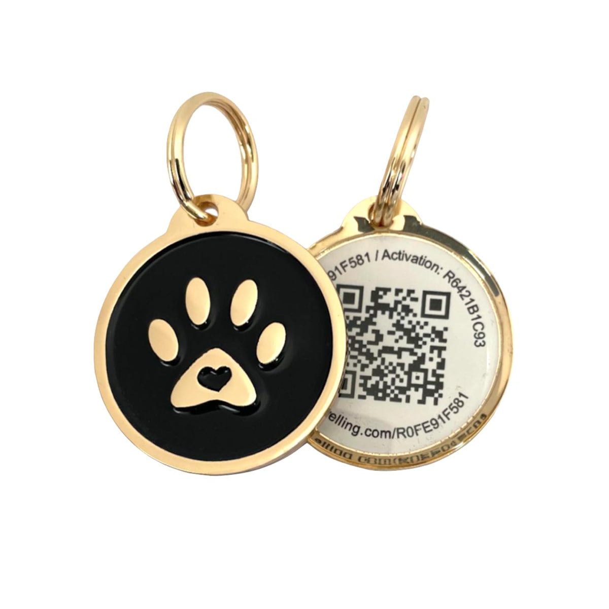 Pet Dwelling QR Pet Tag – Easy Scan Instant Location Alerts, Online Pet Profile with AI Feature for Dogs & Cats (Lux Gold White Paw)