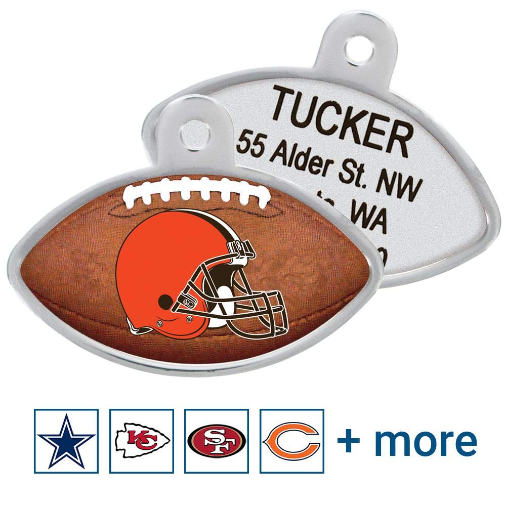 GoTags Personaized NFL Dog Tags, Kansas City Chiefs, Football Shape Custom Engraved Pet ID Tags