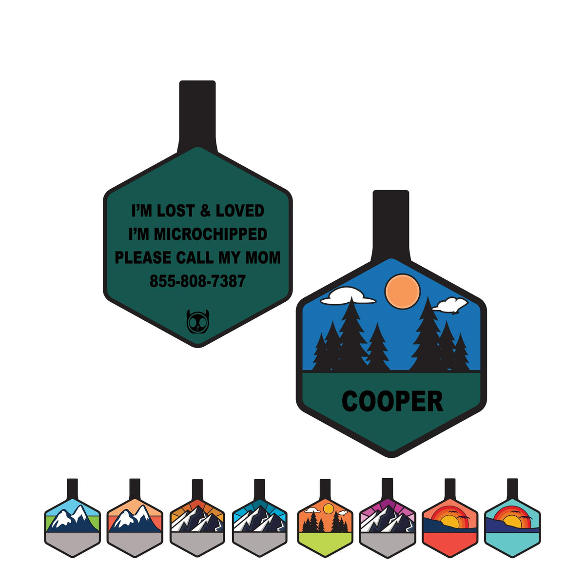 Silent Dog Tag Personalized with 5 Lines of Custom Deep Engraved Durable Soundless Silicone Pet ID Name Tag Hexagon Sunset Orange