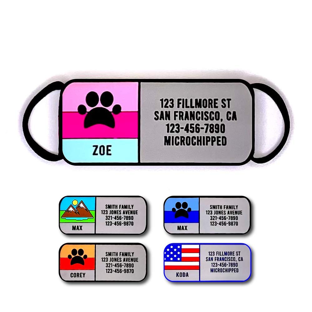 LYP Soundless Slide-On Collar Dog ID Tag - Designer Deep Engraved Silicone – Engraving Will Last - Pet ID Tags, Dog Tags, Cat Tags (Mountain, Medium)
