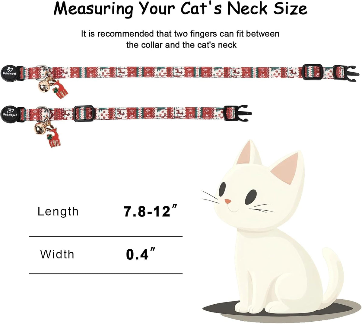 2 Pack Christmas Cat Collars - Breakaway Cat Collar with Bell, Christmas Tree and Reindeer Pendant, Winter Adjustable Kitten Collars for Girl Boy Cats, Pink Santa &Fair Isle