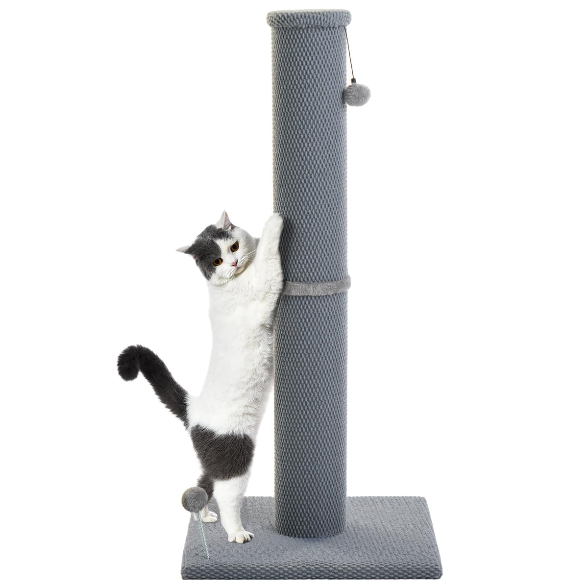 Cat Craft 41" Tall Short Plush Cat Scratching Post for Indoor Cats, Gray