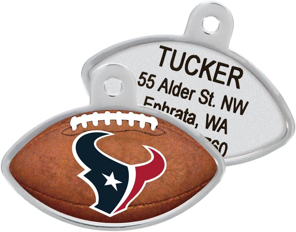 GoTags Personaized NFL Dog Tags, Kansas City Chiefs, Football Shape Custom Engraved Pet ID Tags