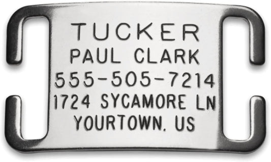 Boomerang Tags Dog Tags Engraved for Pets - Lasts Your Pets Lifetime - Silent Pet Tag, Dog Name Tag Personalized, Durable Stainless Steel Custom ID (Open End Large for 1 Inch Snap Style Collars)
