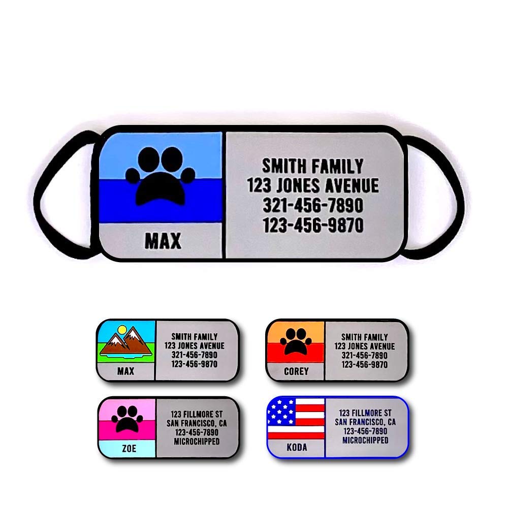 LYP Soundless Slide-On Collar Dog ID Tag - Designer Deep Engraved Silicone – Engraving Will Last - Pet ID Tags, Dog Tags, Cat Tags (Mountain, Medium)