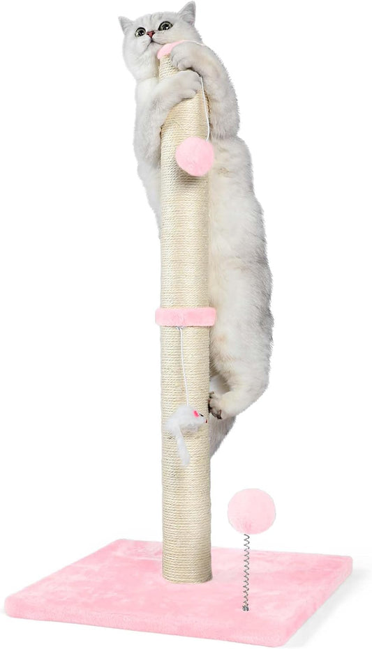 ANWA 32" Tall Sisal Cat Scratching Posts Tree for Indoor Cats Adults, Pink