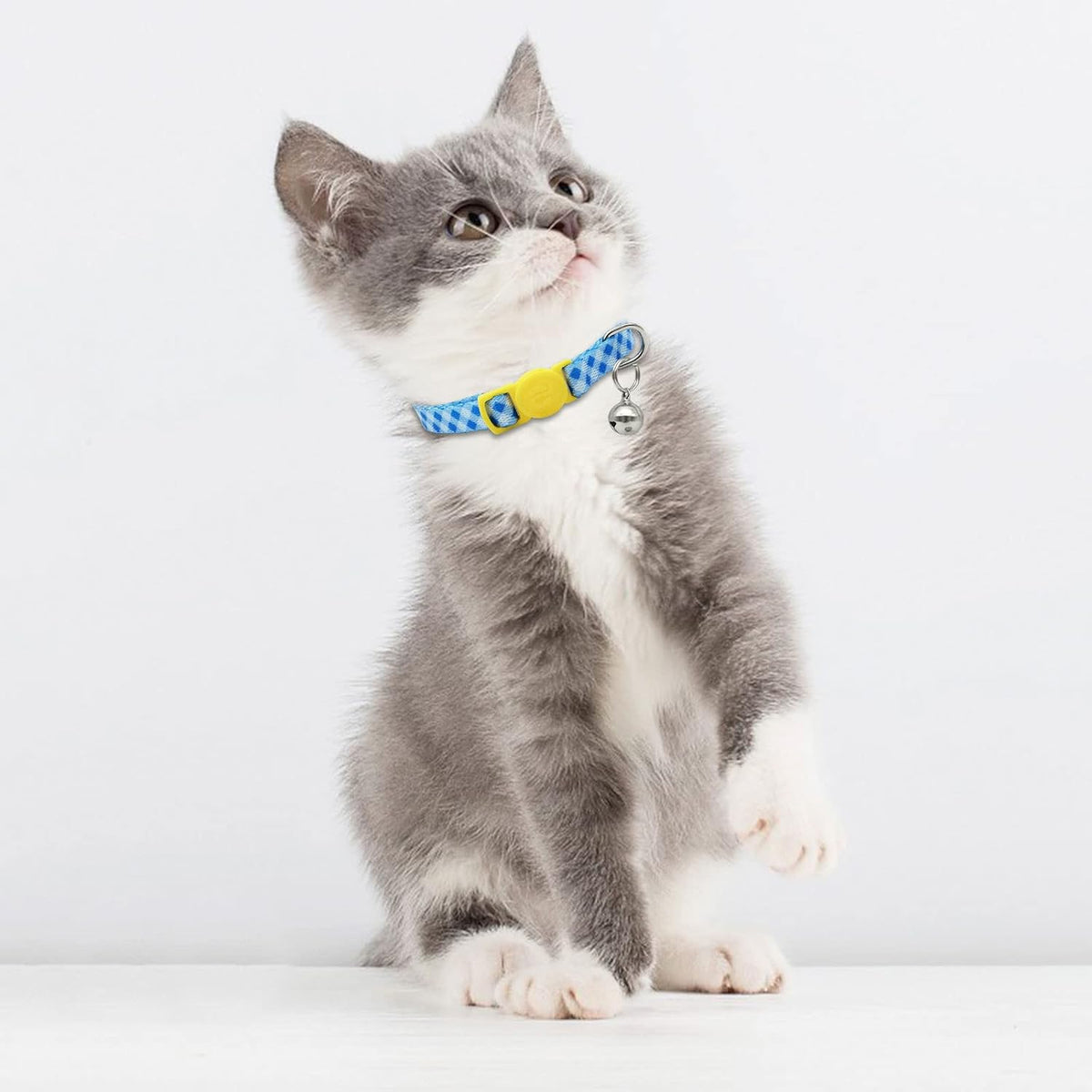 azuza 4 Pack Kitten Collars, Breakaway Kitten Collar with Bell, Plaid
