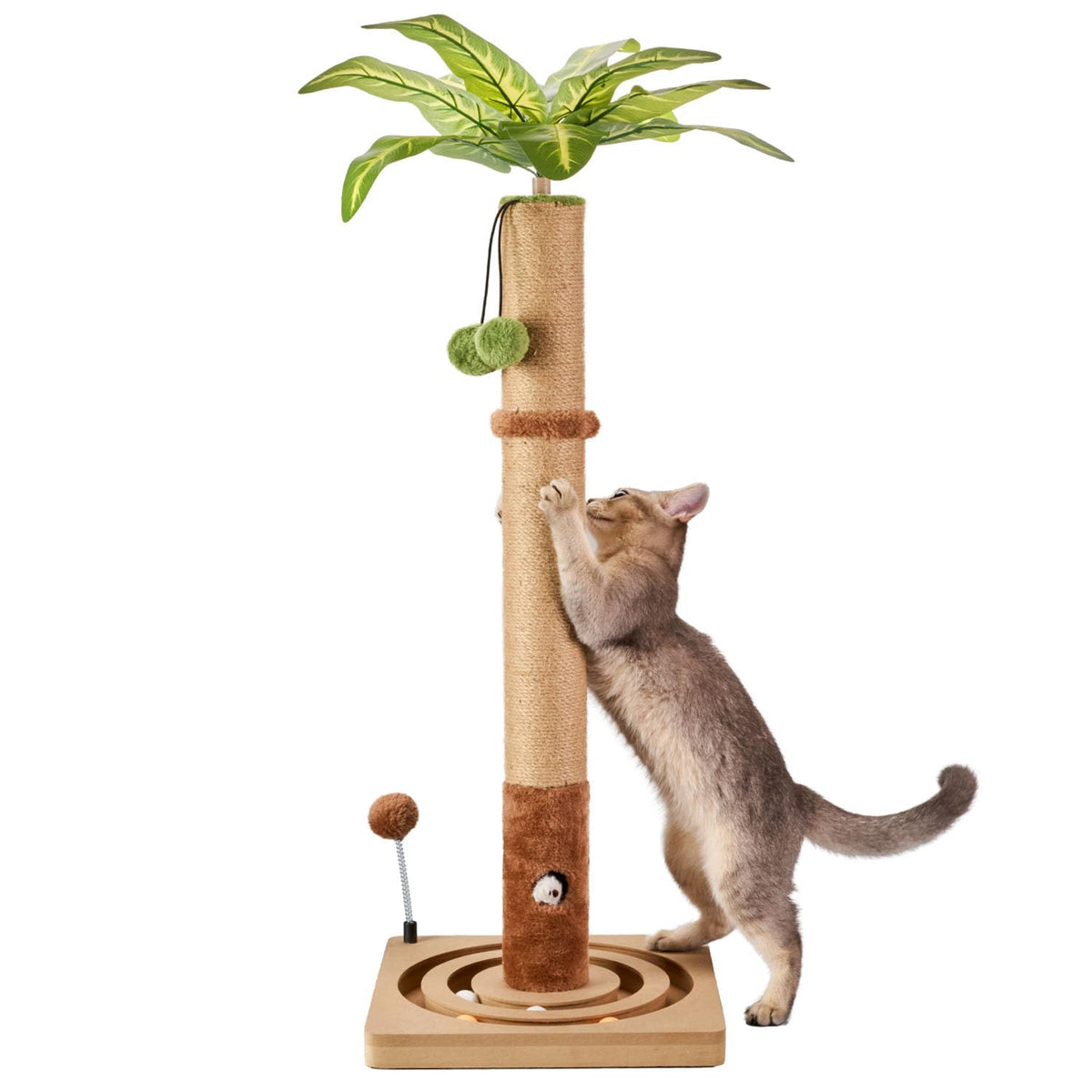 MECOOL Cat Scratching Post Sturdy and Premium Scratch Posts with Hanging Ball and Ball Track Toy Cute Cat Tree 30in for Indoor Kittens
