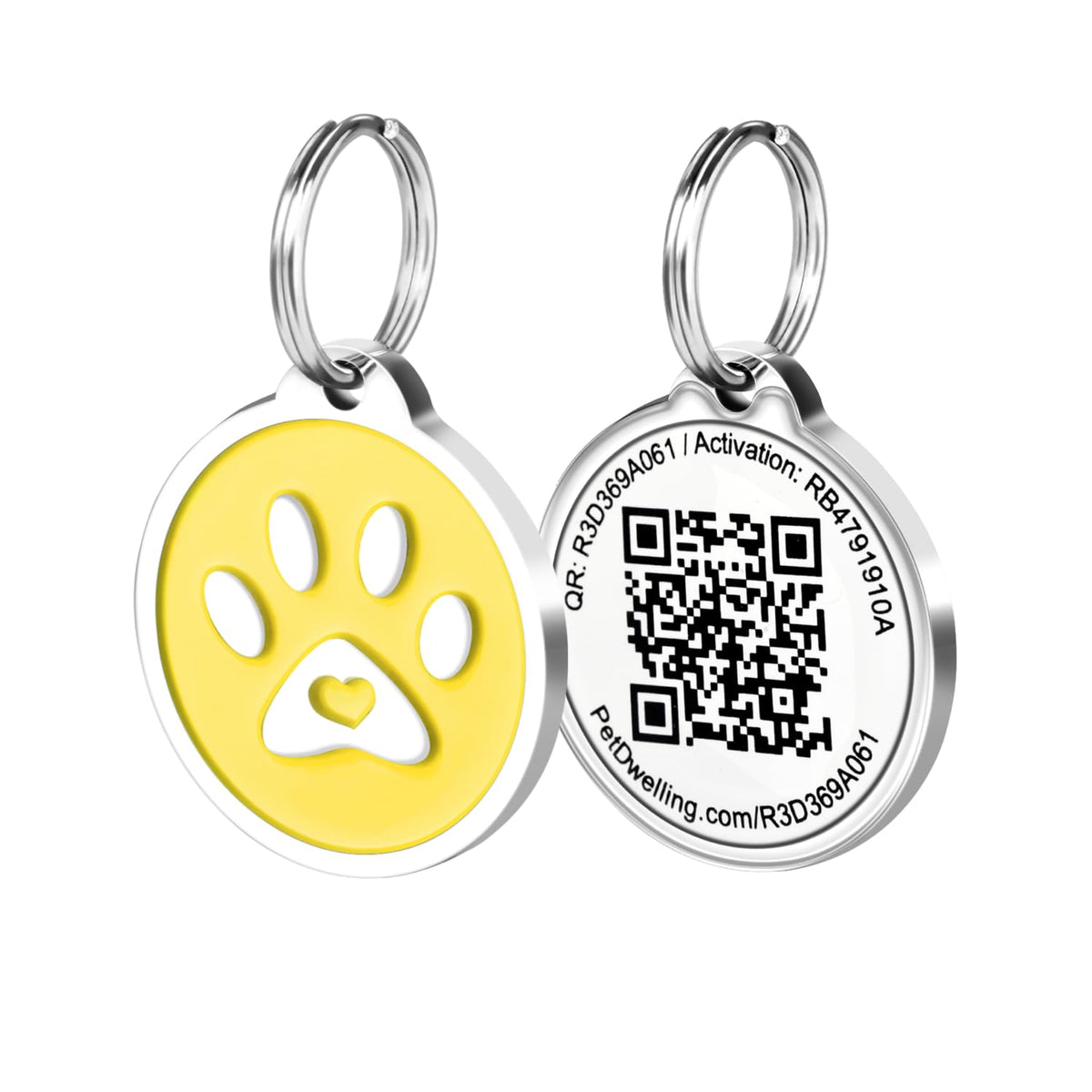 Pet Dwelling QR Pet Tag – Easy Scan Instant Location Alerts, Online Pet Profile with AI Feature for Dogs & Cats (Lux Gold White Paw)