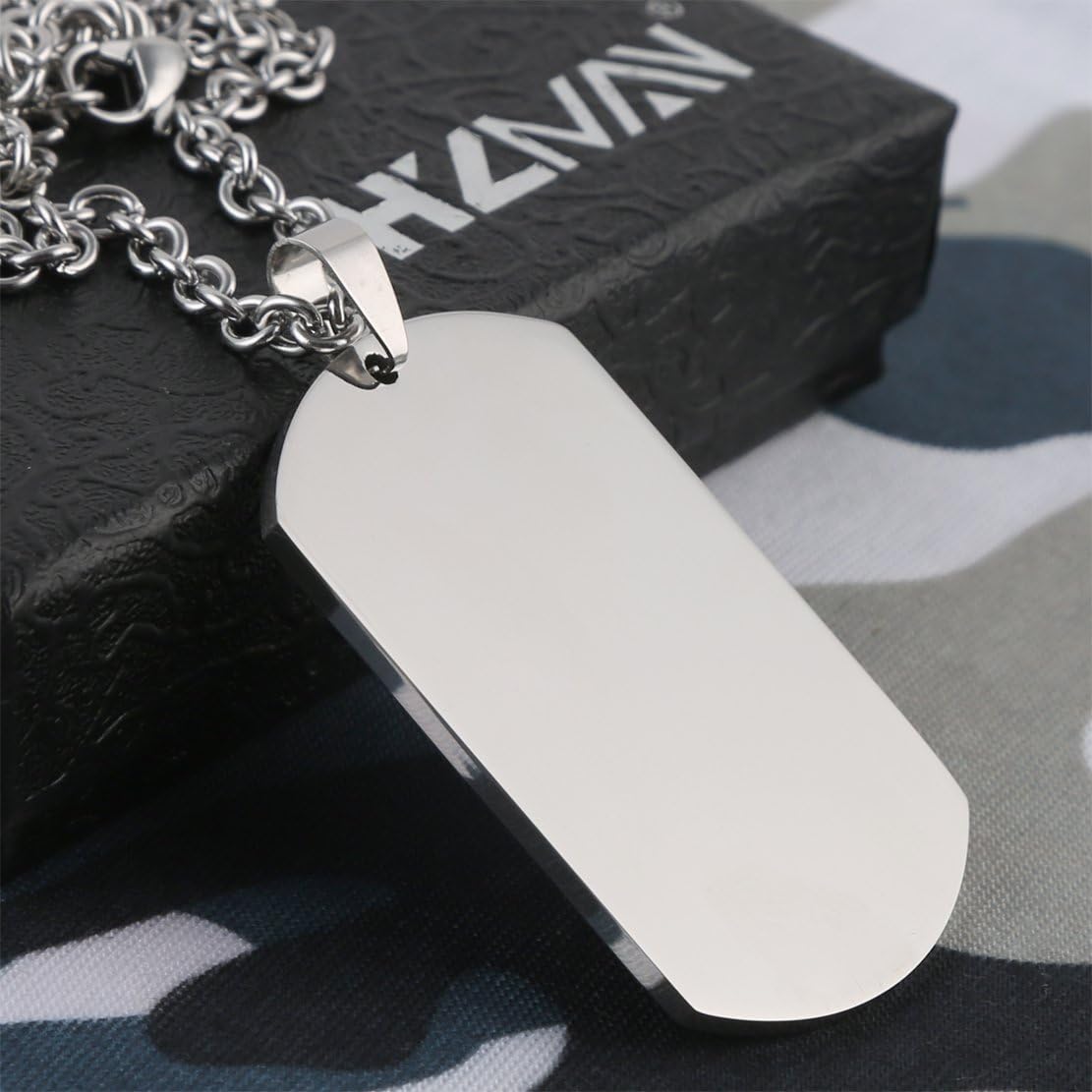 HZMAN Mens High Polishing Stainless Steel Dog Tag Pendant Necklace