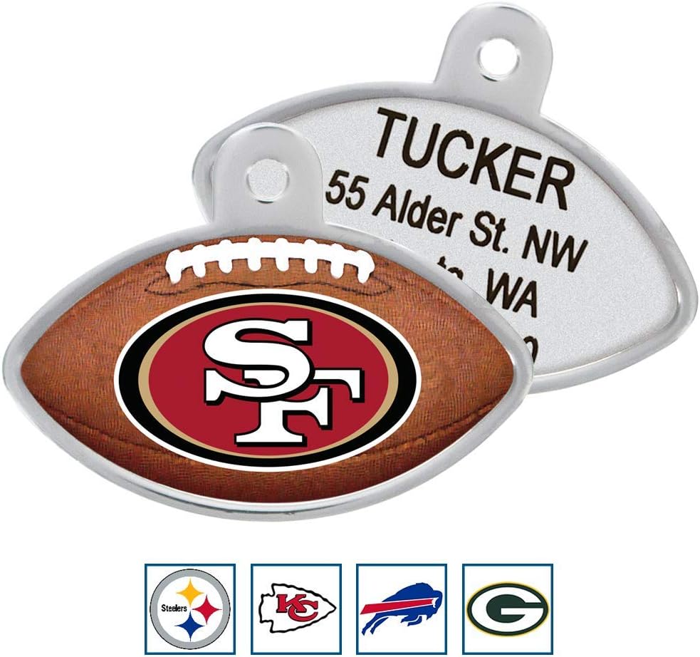 GoTags Personaized NFL Dog Tags, Kansas City Chiefs, Football Shape Custom Engraved Pet ID Tags