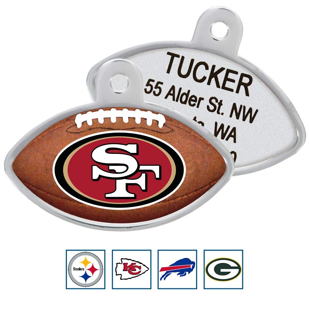 GoTags Personaized NFL Dog Tags, Kansas City Chiefs, Football Shape Custom Engraved Pet ID Tags
