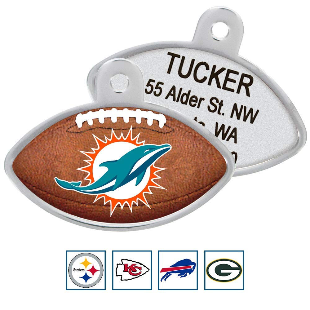 GoTags Personaized NFL Dog Tags, Kansas City Chiefs, Football Shape Custom Engraved Pet ID Tags