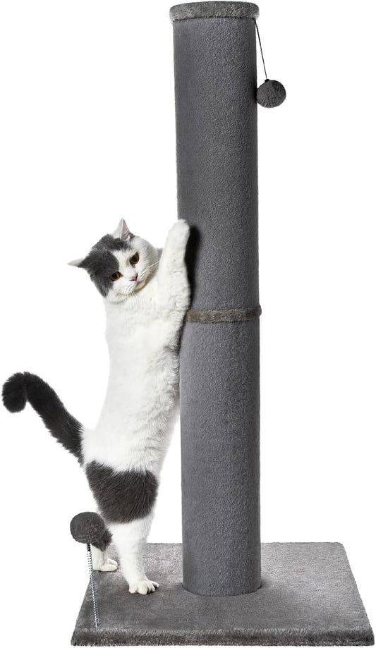 Cat Craft 41" Tall Short Plush Cat Scratching Post for Indoor Cats, Gray