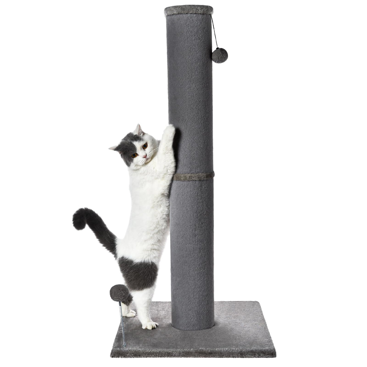 Cat Craft 41" Tall Short Plush Cat Scratching Post for Indoor Cats, Gray