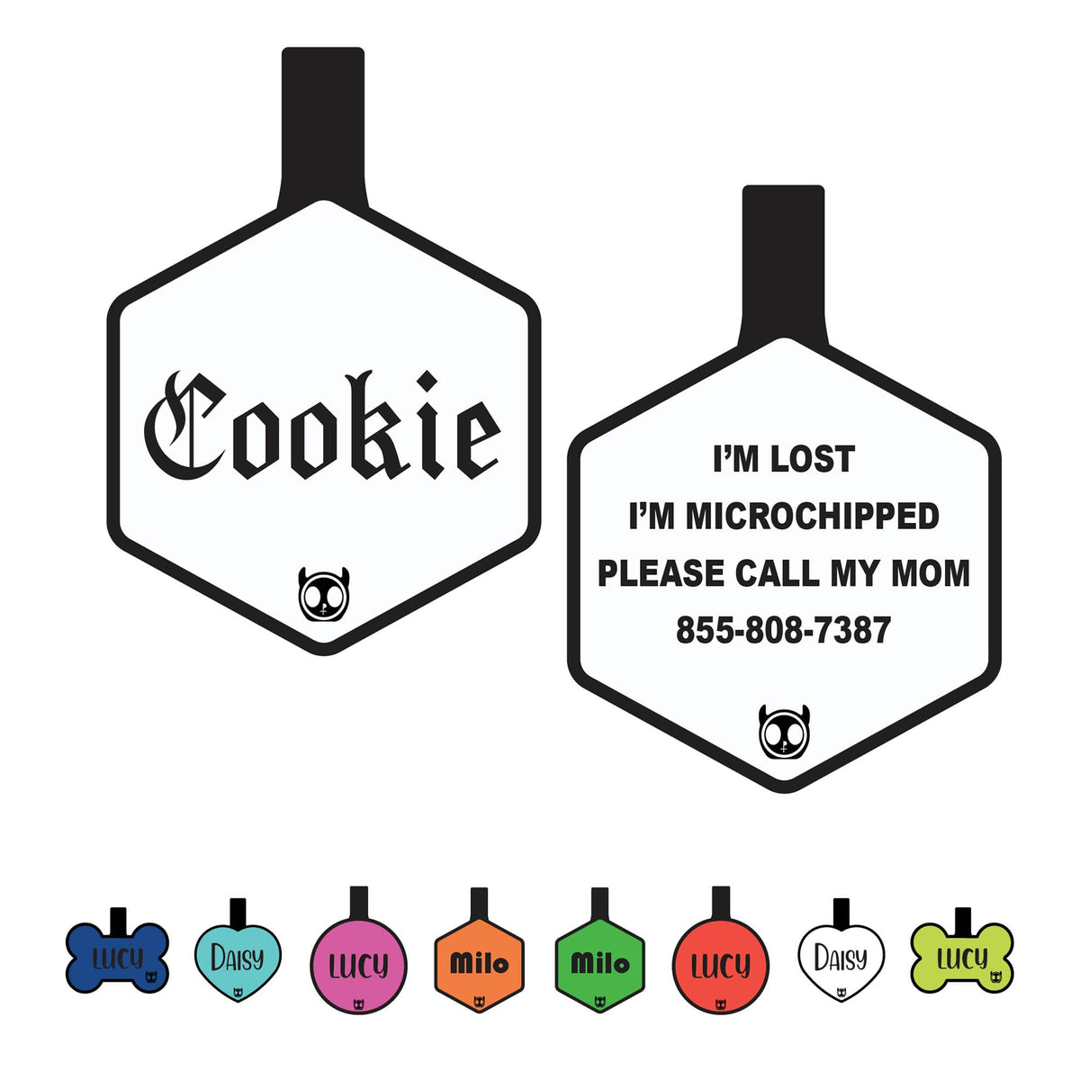 Silicone Silent Dog Tag Personalized with 5 Lines of Custom Deep Engraved Durable Soundless Pet ID Name Tag Bone Tiffany