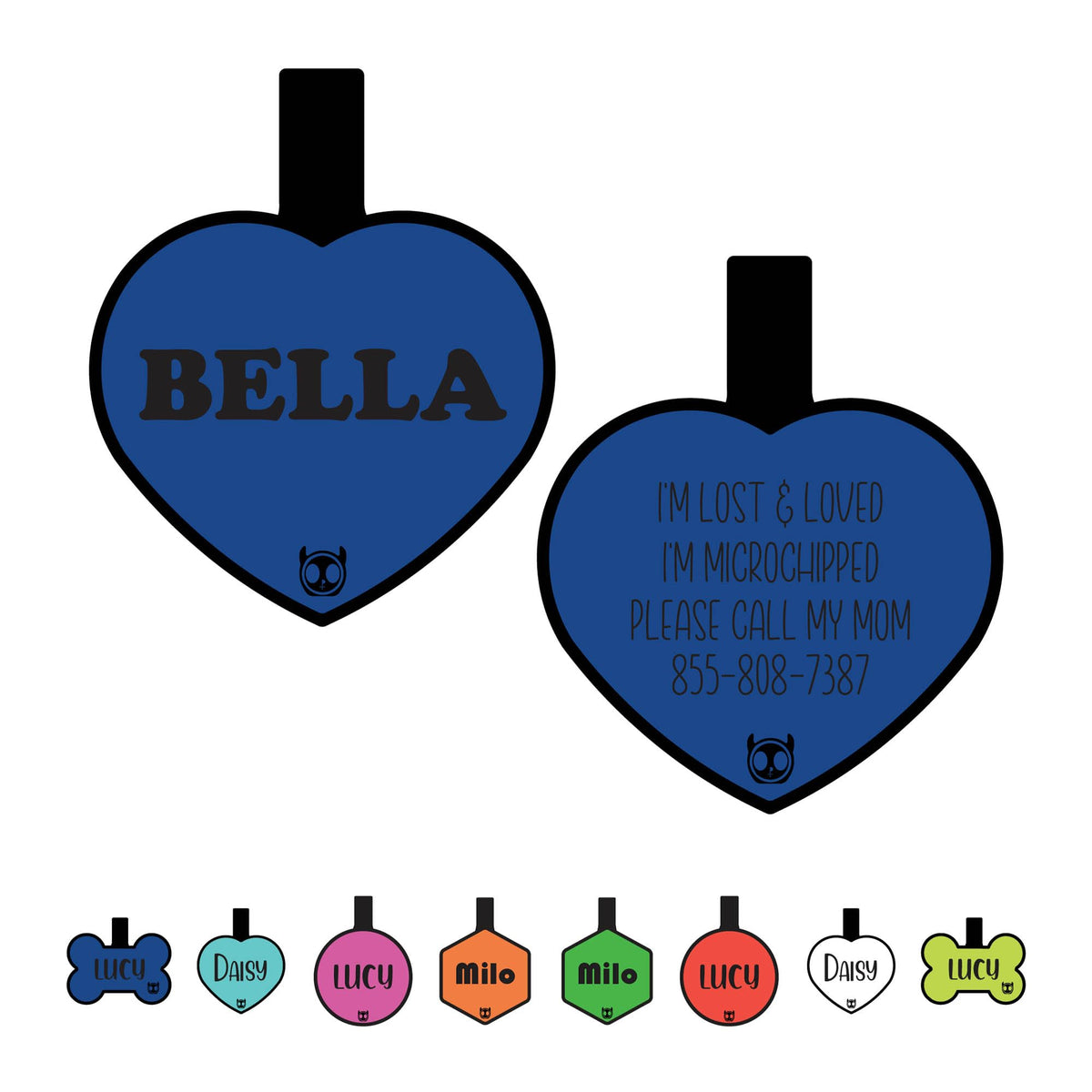Silicone Silent Dog Tag Personalized with 5 Lines of Custom Deep Engraved Durable Soundless Pet ID Name Tag Bone Tiffany
