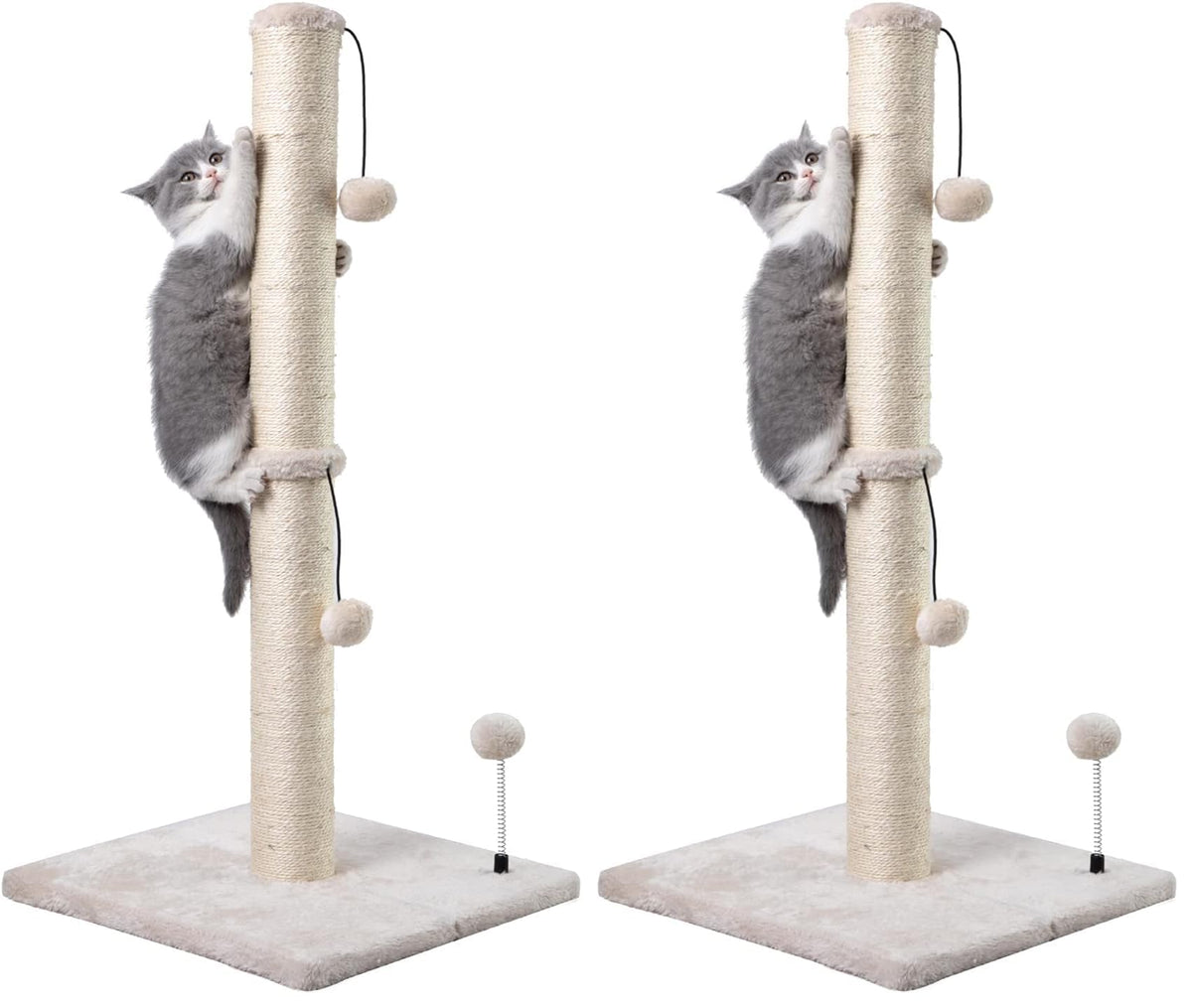 MECOOL Cat Scratching Post Premium Sisal Scratch Posts with Hanging Ball Vertical Scratcher for Indoor Cats and Kittens,Black