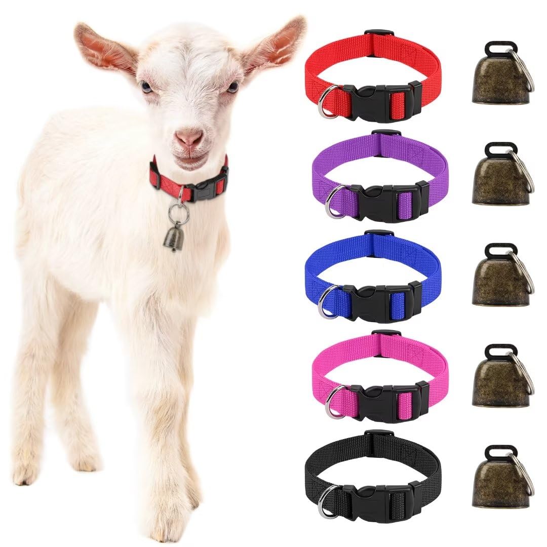 5 Pack Reflective Goat Collars with Bells, Anti-Lost Pet Collar
