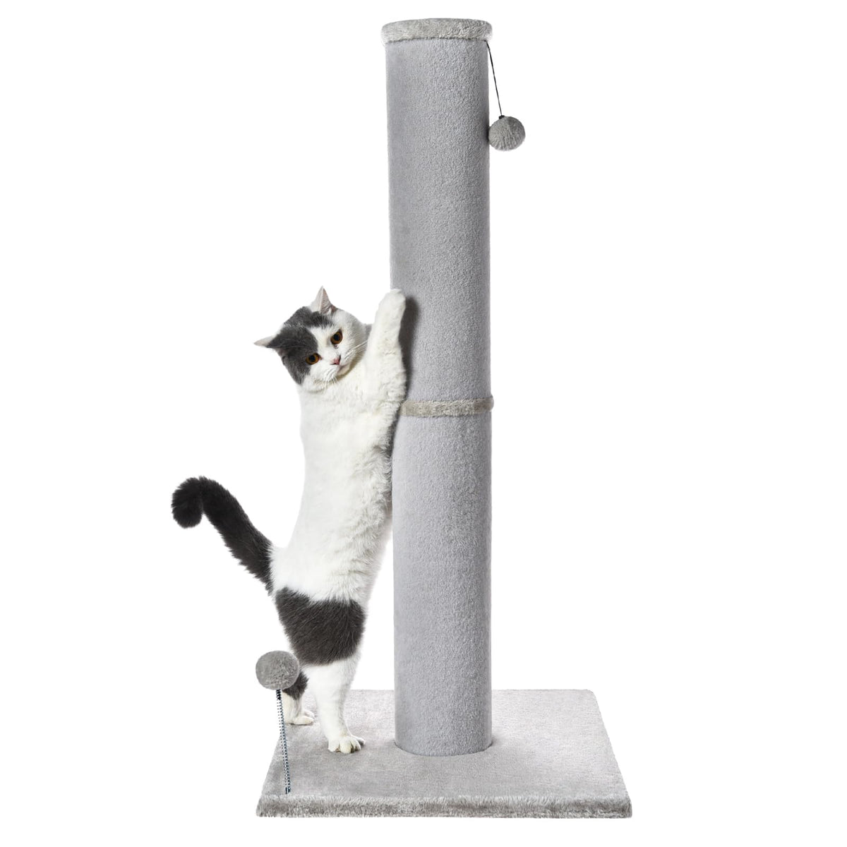 Cat Craft 41" Tall Short Plush Cat Scratching Post for Indoor Cats, Gray