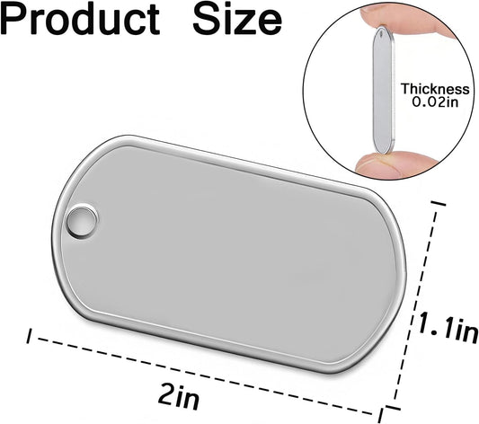 Orgrimmar 100PCS Dog Tag Shiny Stainless Steel Military spec Engraved-Blank