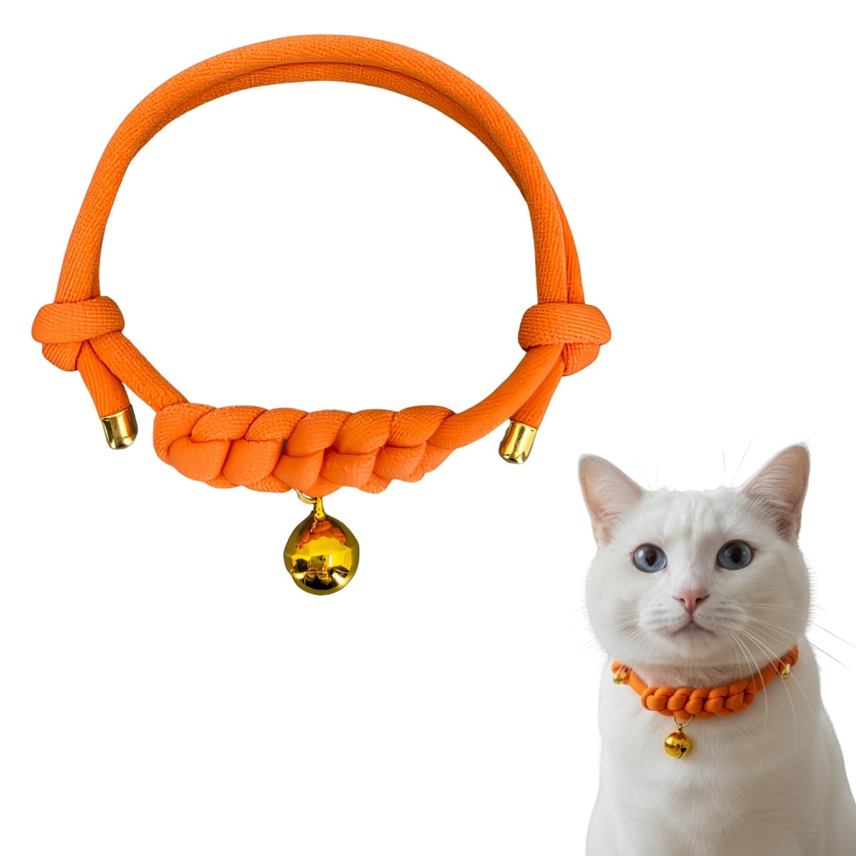 Cat Collar with Bell, Cute Adjustable Cotton Kitten Collar, Soft Lightweight Slip On Collar for Indoor Cats, Handmade in California (Green Ombre)
