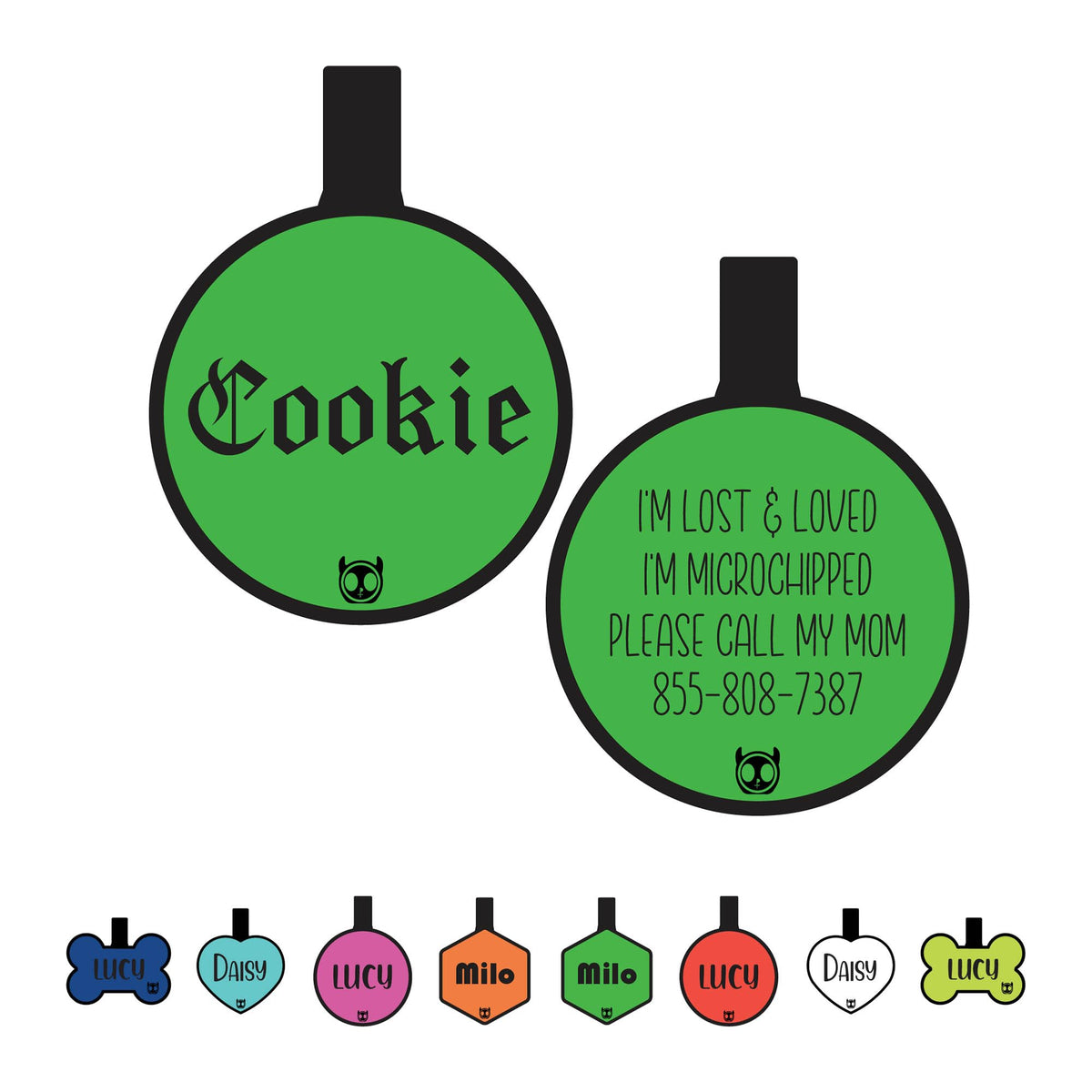 Silicone Silent Dog Tag Personalized with 5 Lines of Custom Deep Engraved Durable Soundless Pet ID Name Tag Bone Tiffany