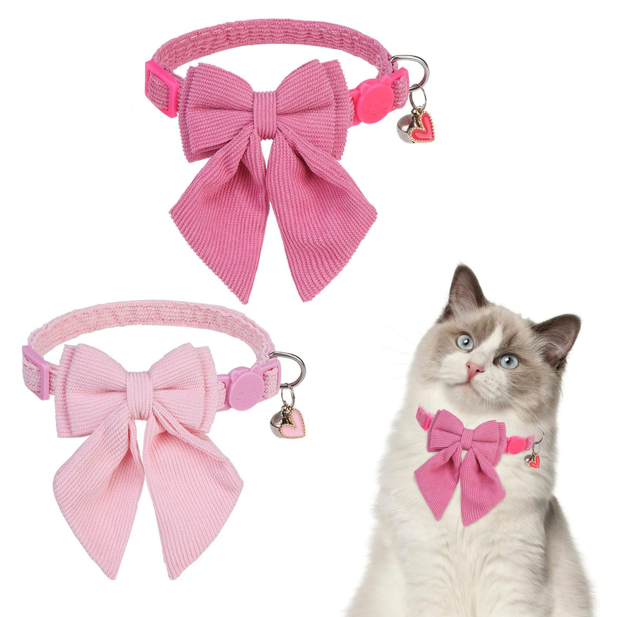 SCENEREAL Fall Cat Collar with Bell & Stylish Bowtie, Turkey Maple Leaf Pattern Breakaway Cat Collars Accessories for Boy Girl Small Cats, Holiday Thanksgiving Kitten Costumes for Female Male Pets