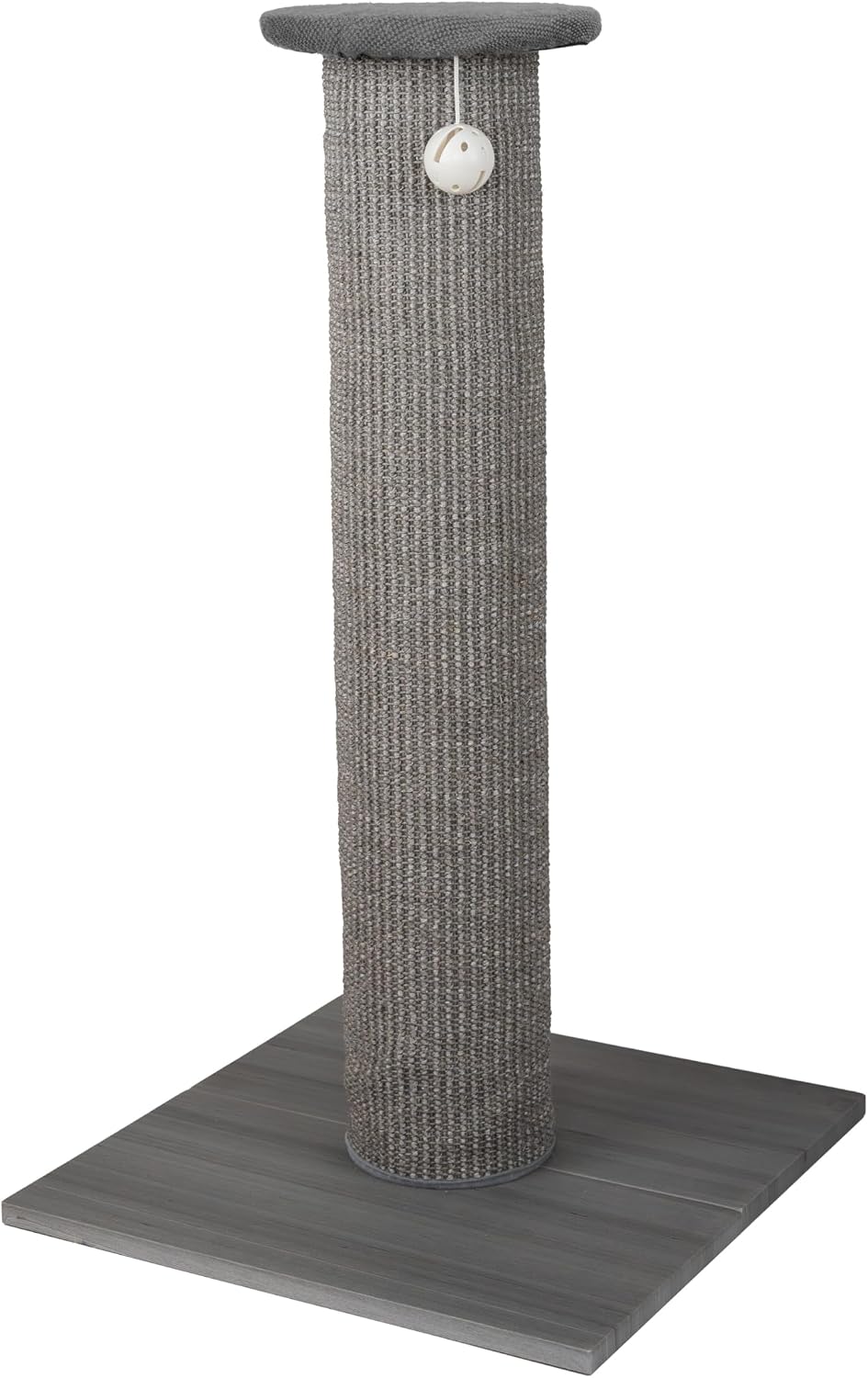 Kitty City Tall Sisal Cat Scratching Post, 32” Durable Scratcher with Sturdy Base & Hanging Jingle Toy, Easy Assembly, Furniture Protection for Indoor Cats - Gray
