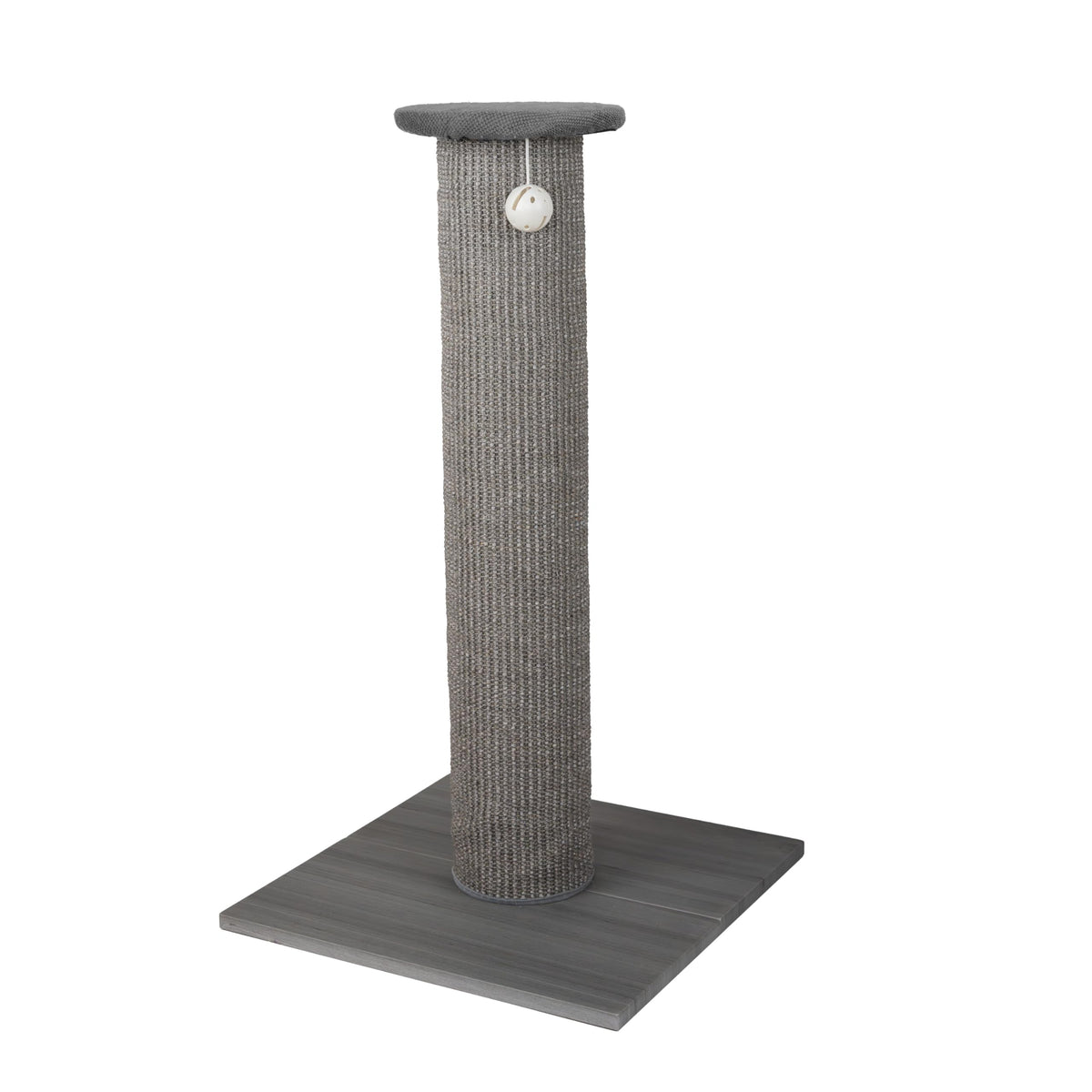 Kitty City Tall Sisal Cat Scratching Post, 32” Durable Scratcher with Sturdy Base & Hanging Jingle Toy, Easy Assembly, Furniture Protection for Indoor Cats - Gray