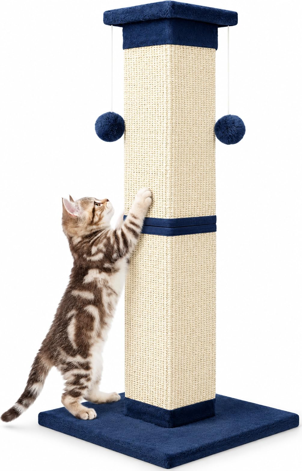 Cat Scratching Post 33 Inch Nature Sisal Scratch Post for Indoor Cats, Large Cat Scratcher Protect Your Furniture, for All Breeds Grey