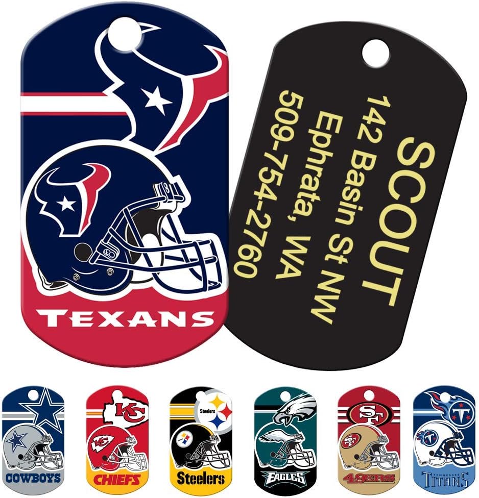 GoTags Personalized NFL Dog Tags, Custom Engraved Pet ID Tag, Oakland Raiders, Military Shape