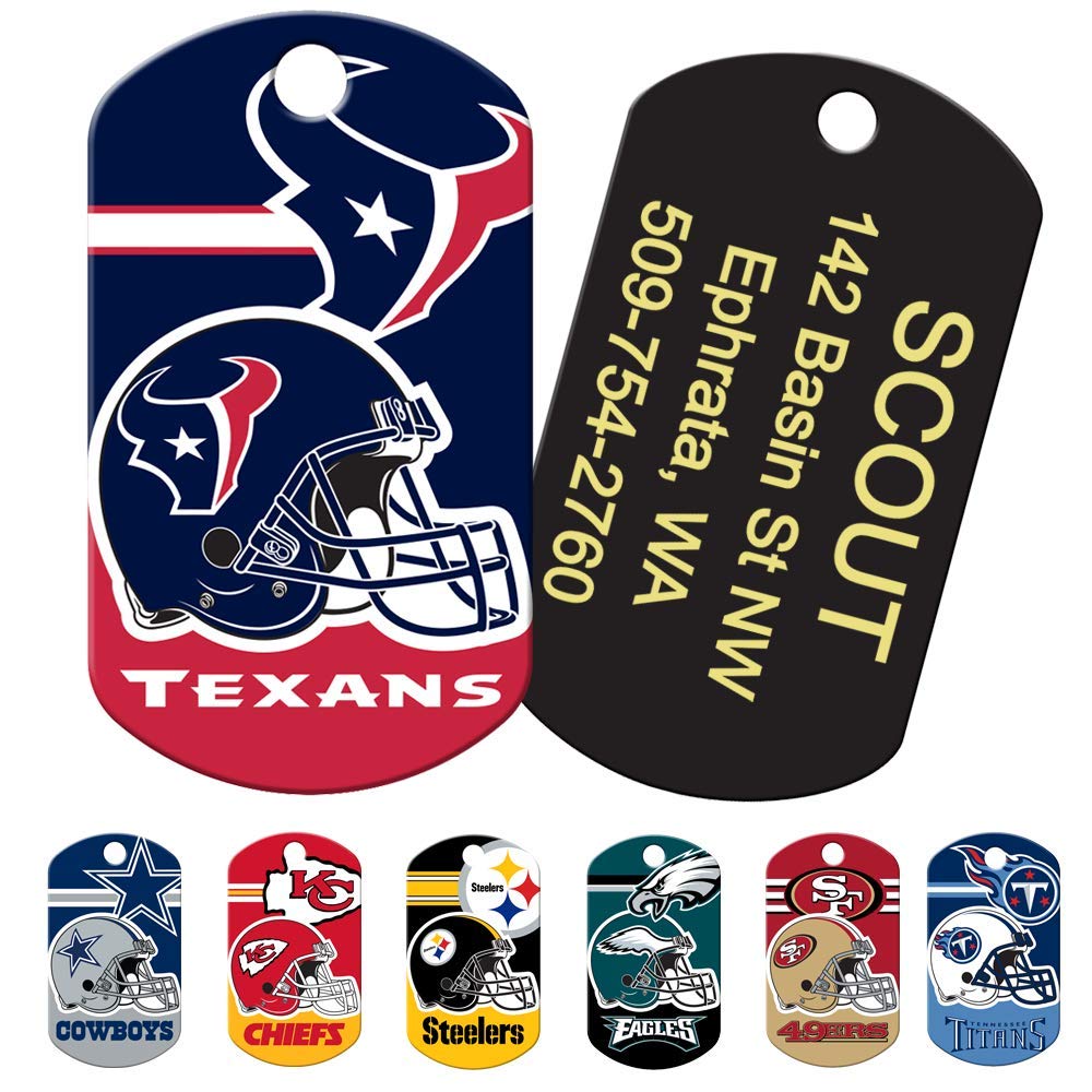 GoTags Personalized NFL Dog Tags, Custom Engraved Pet ID Tag, Oakland Raiders, Military Shape