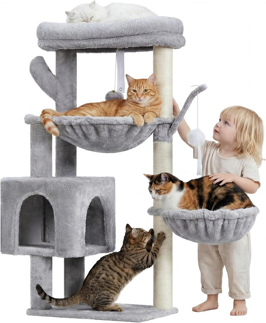 Heybly Cat Tree, 40" Tower with All-Sisal Wrapped Scratching Post HCT006SW