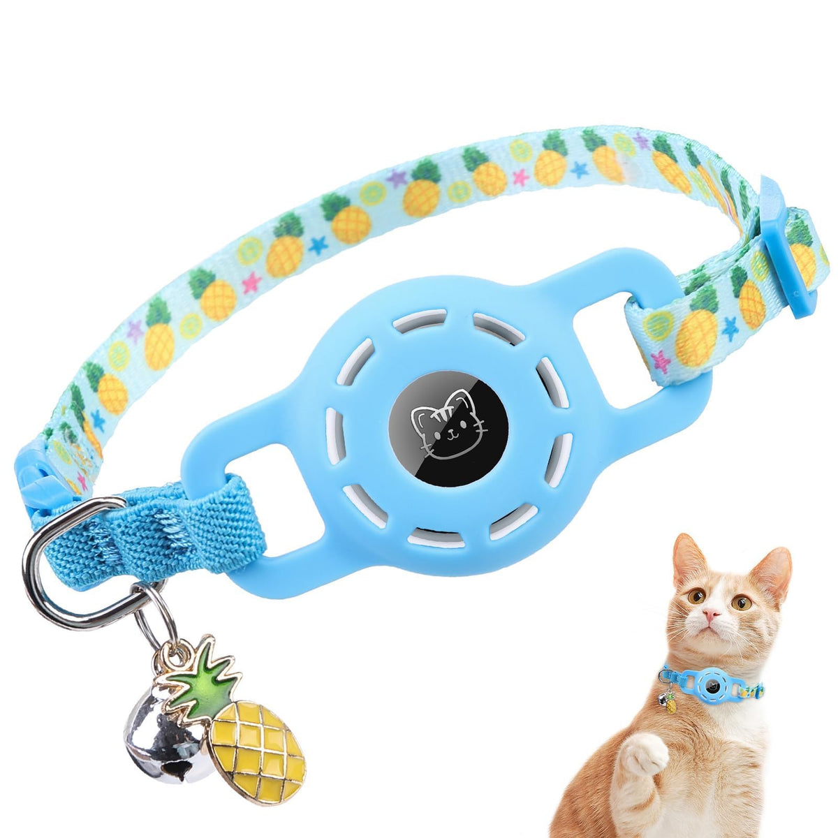 BINGPET AirTag Cat Collar Breakaway, Collar with Airtag Holder and Bell