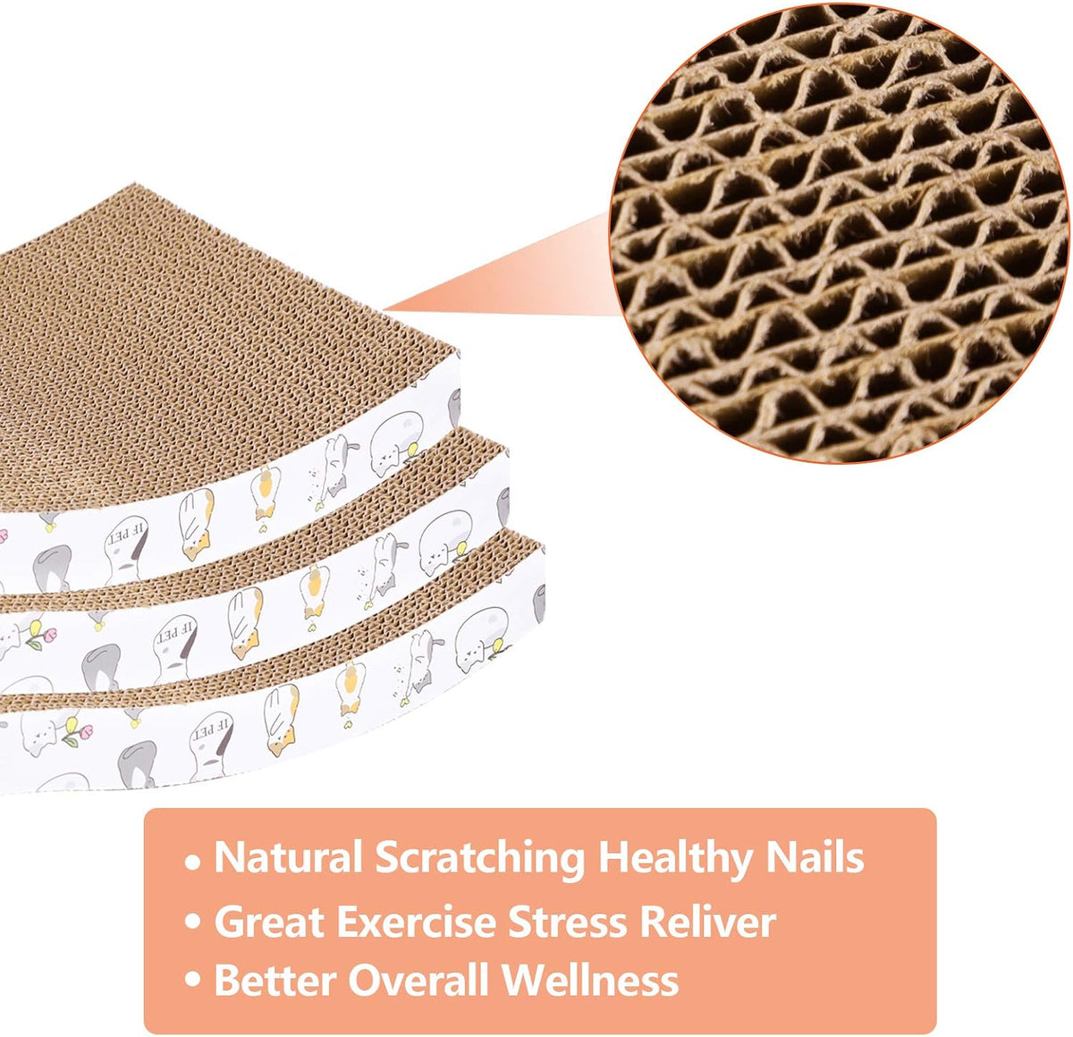 PatiencET 3 Pack Cat Scratcher Pad Recycle Corrugated Cat Scratching Pad