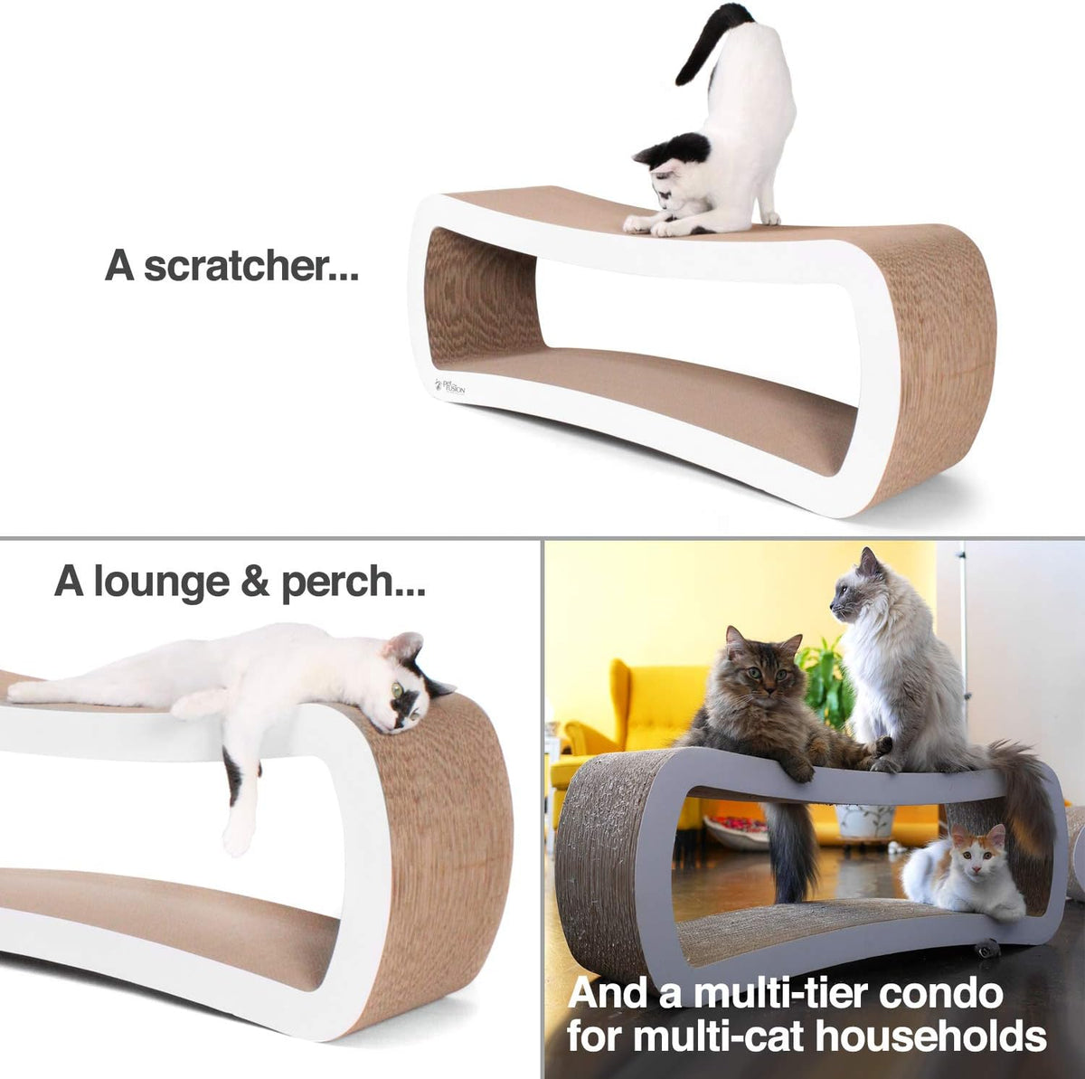 PetFusion Jumbo Cat Scratcher Lounge (99 x 28 x 36 cm, Cloud White). Superior Cardboard & Construction, significantly outlasts cheaper alternatives.