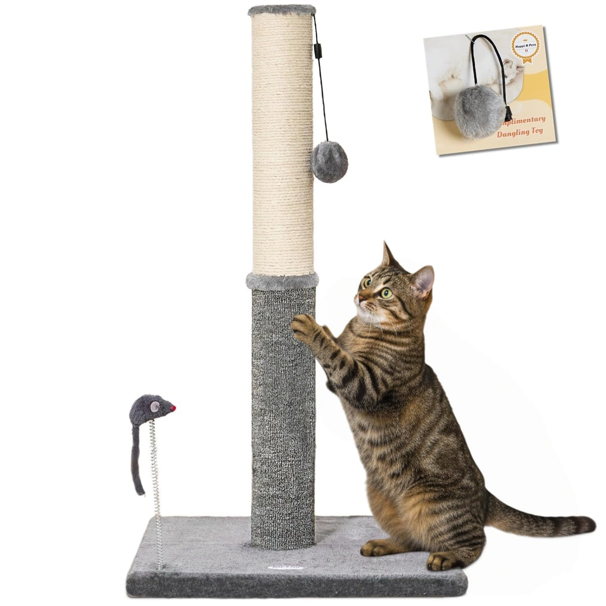 Happi N Pets Cat Scratching Post, Cat Scratchers for Indoor Cats with Toys