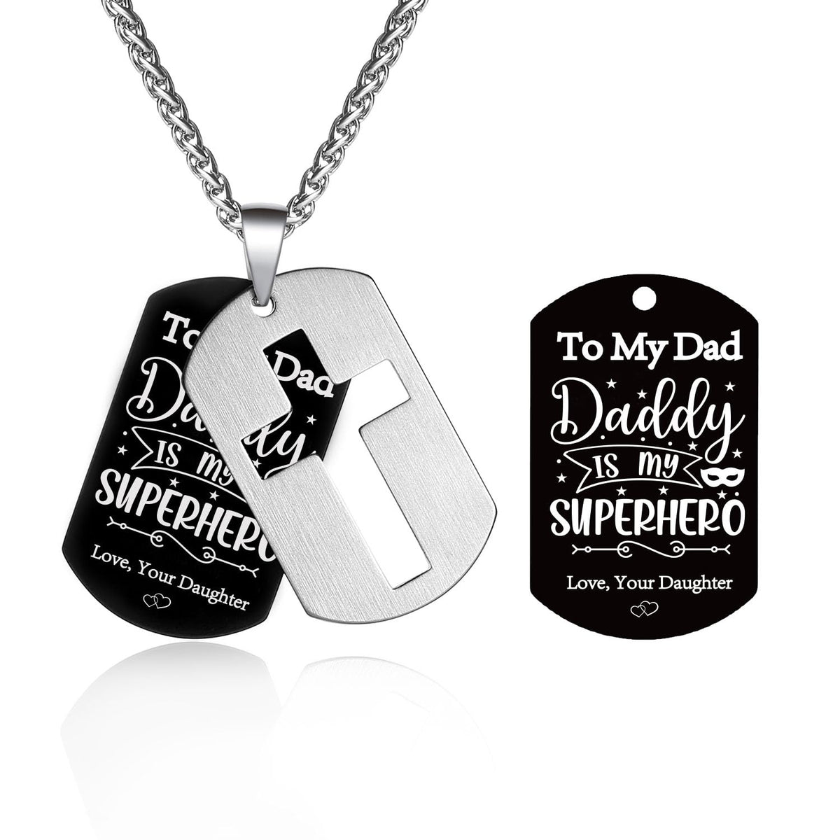 P. BLAKE Dog Tag Cross Necklace Gifts for Boys Men, Stainless Steel Bible Verse Pendant Chain Christian Religious Jewelry Gifts